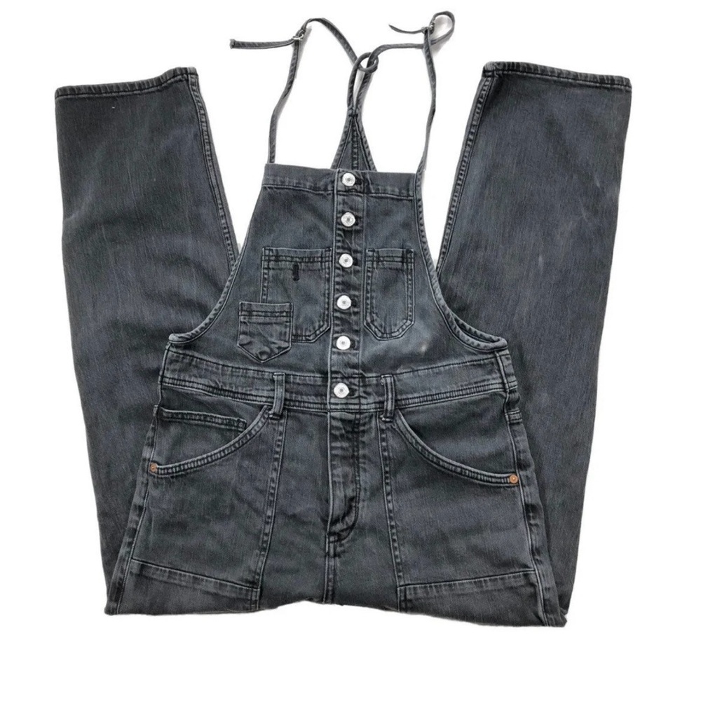 Anthropologie Pilcro Gauzy Painters Overalls Jumpsuit Washed Black Size 28